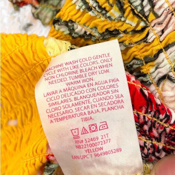 Yellow Floral Smocked Crop Tank Top – Y2K XS Style - Picture 6 of 7